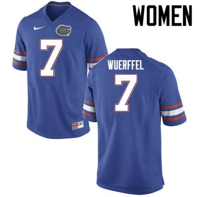 Women's Florida Gators #7 Danny Wuerffel NCAA Nike Blue Authentic Stitched College Football Jersey QPB4862TI